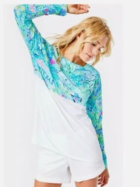 Lilly Pulitzer 'Lilly Loves Texas' Finn White Colorful Long Sleeve Tee Shirt XXL